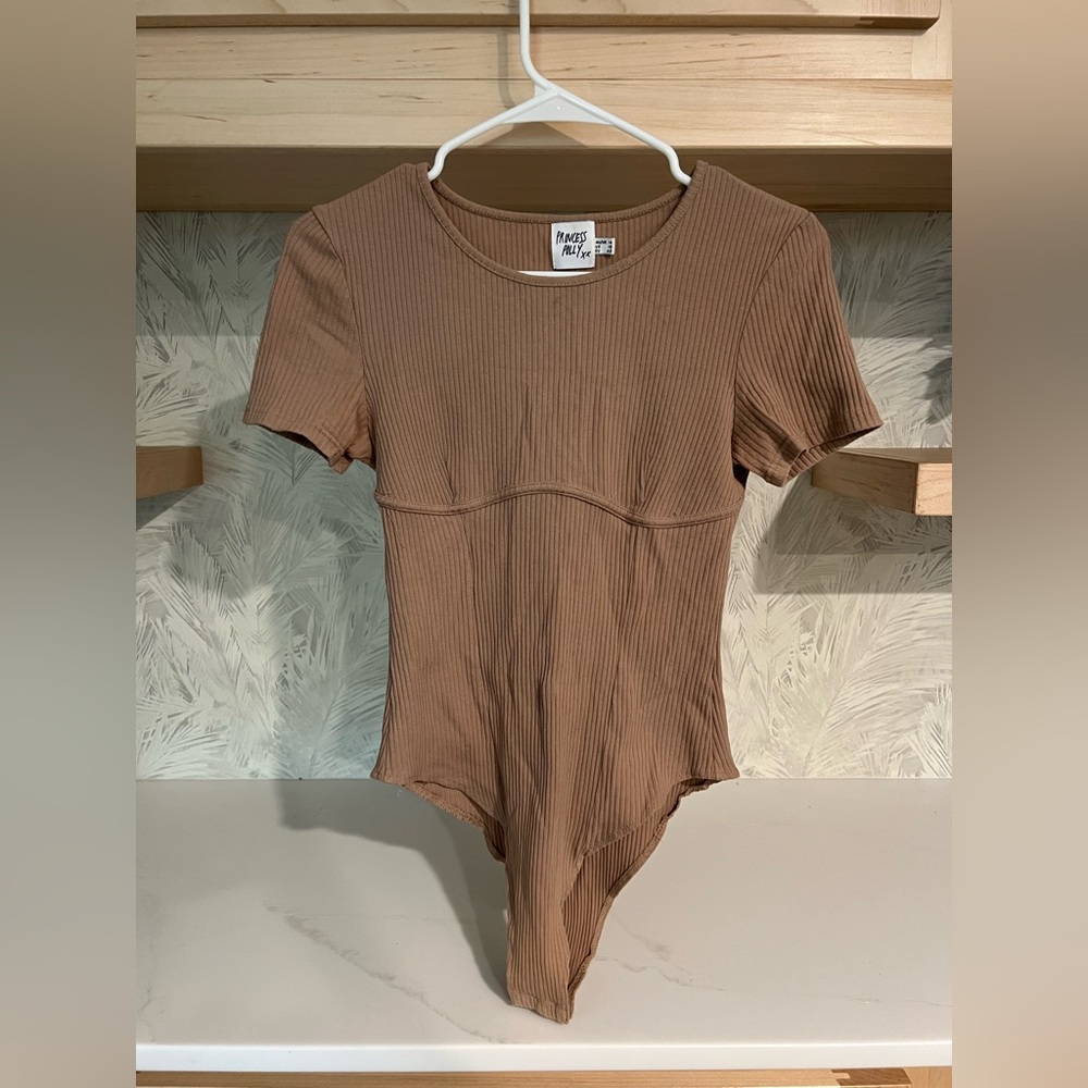 Princess Polly Brown Ribbed Fitted Bodysuit